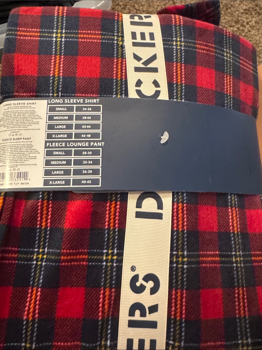 Dockers Men’s Thermal Lounge Set Light Gray Shirt Red/Black Plaid Pants Size L - Picture 2 of 2